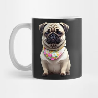 Charming Pug Puppy in Floral Bib Mug